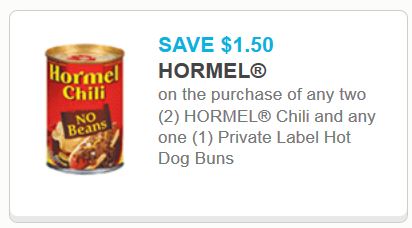 Hormel chili and hot dog buns