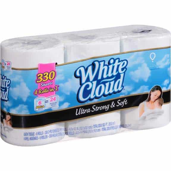 White Cloud Ultra Soft & Strong Bathroom Tissue 6 Mega Rolls Printable Coupon