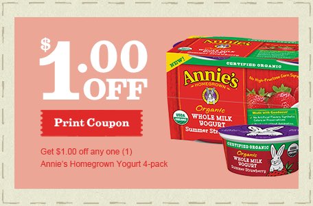 Annie’s Homegrown Organic Yogurt 4pk Printable Coupon
