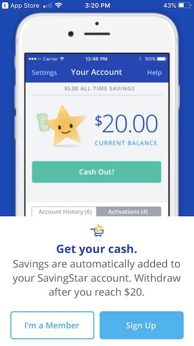 savingstar app coupon signup