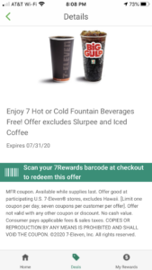 7 FREE Hot or Cold Fountain Beverages at 7-Eleven!!!