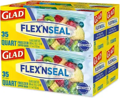 Glad FLEXN SEAL Quart Freezer Storage Plastic Bags, 35 ct - Harris