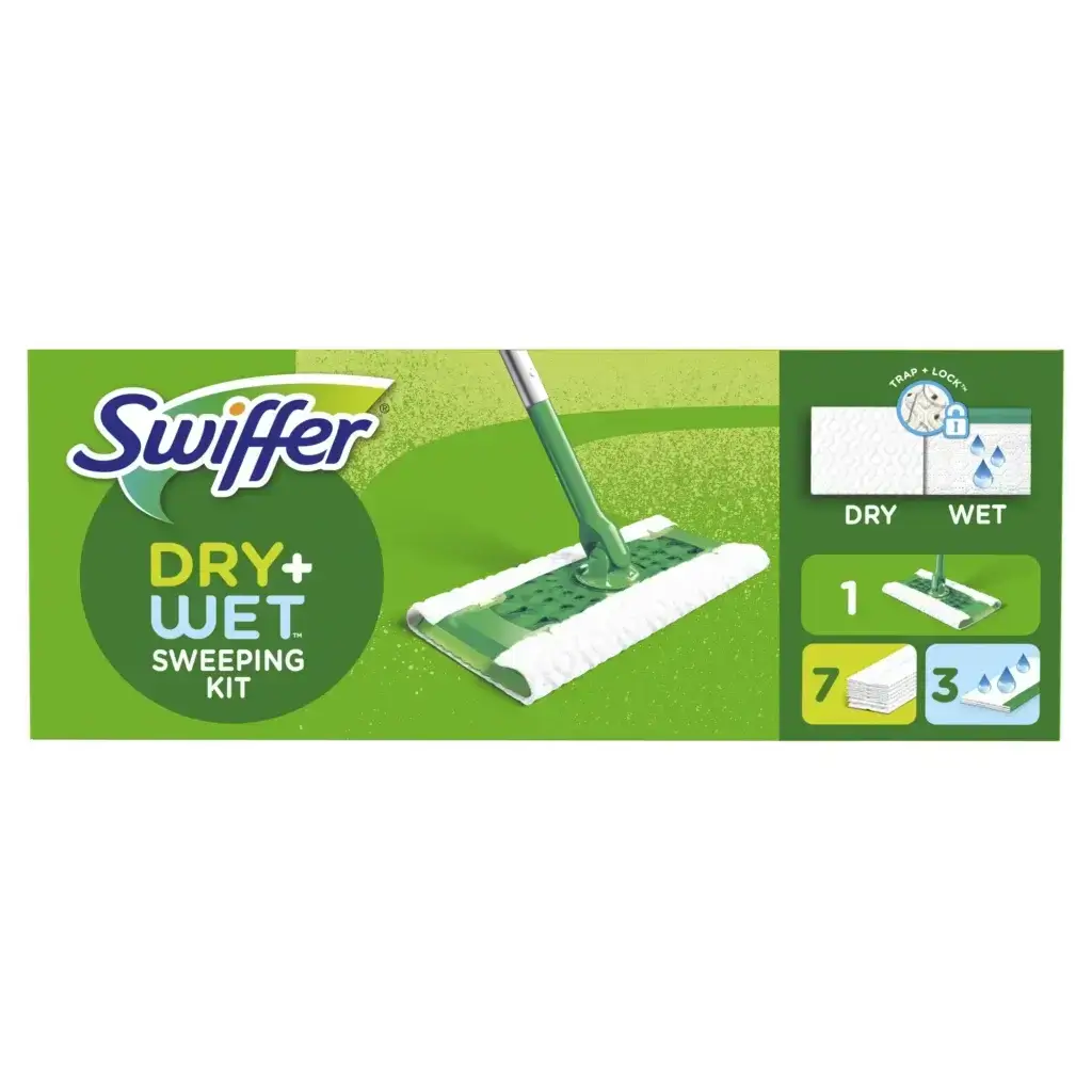 (Walmart) Save .50 on Swiffer Sweeper Dry + Wet Multi Sweeping Kit (1 Sweeper, 7 Dry Cloths, 3 Wet Cloths)