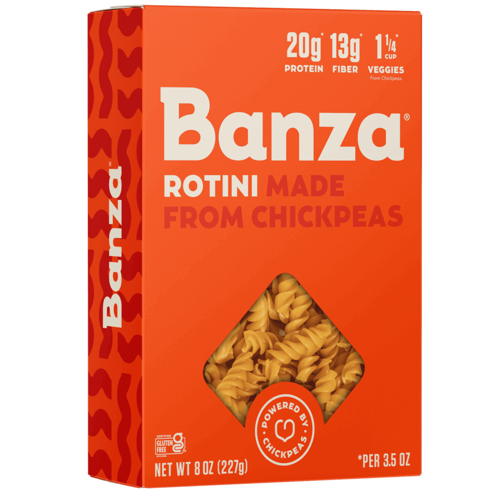 Banza Rotini Pasta from Chickpeas - Gluten Free, High Protein, and Lower Carb Protein Noodles, 8oz