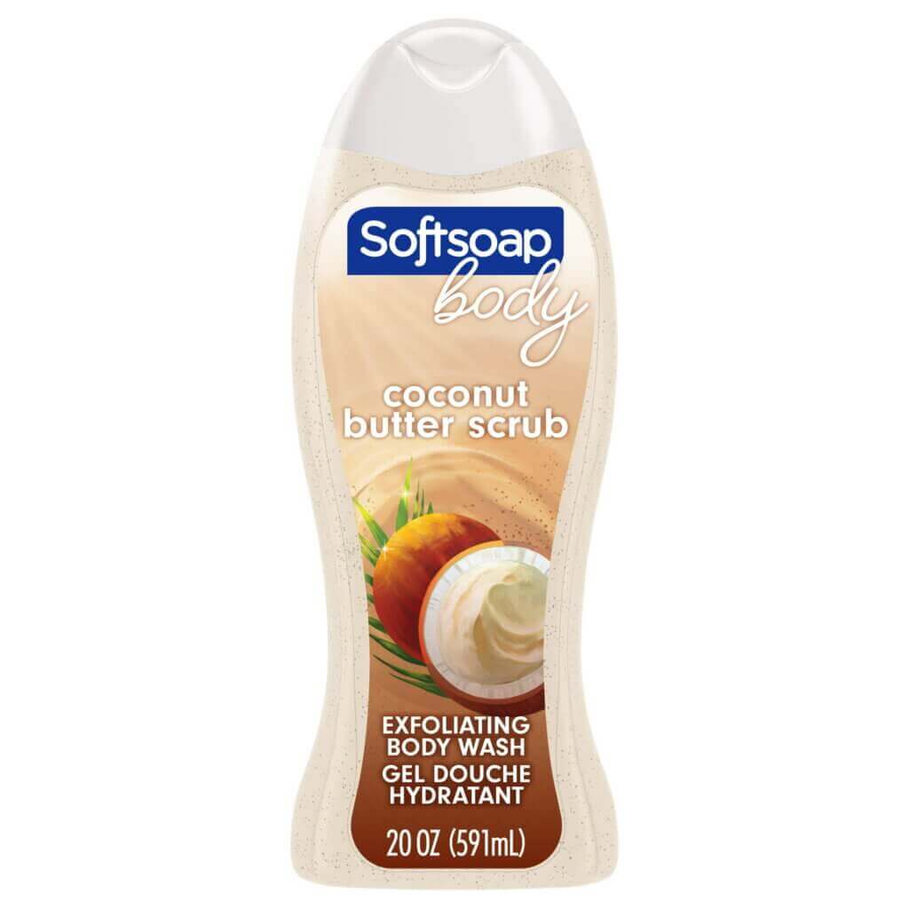 Softsoap Exfoliating Body Wash, All Skin Types, Coconut Butter, 20 fl oz Bottle