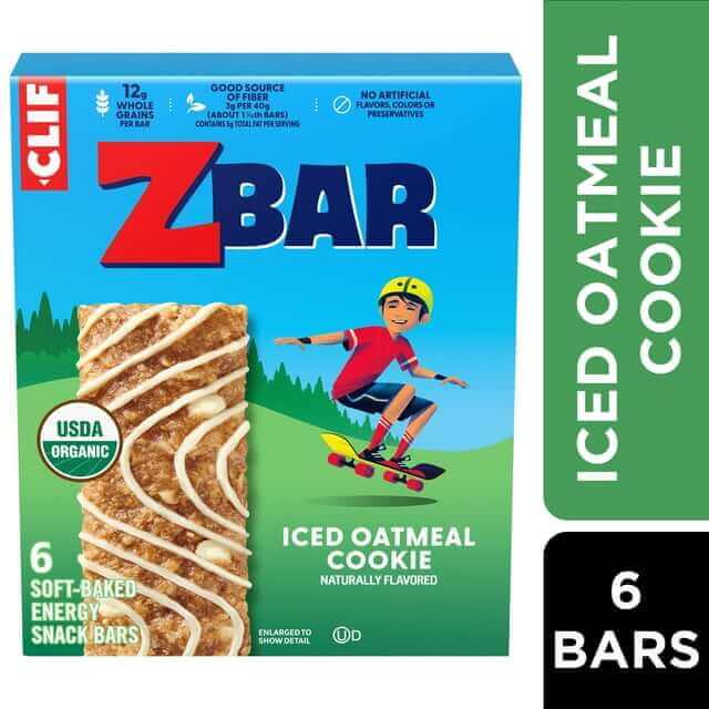 Zbar Iced Oatmeal Cookie Flavor Soft Baked Snack Bars, Organic Granola Bars, Easter Basket Snacks, 6ct