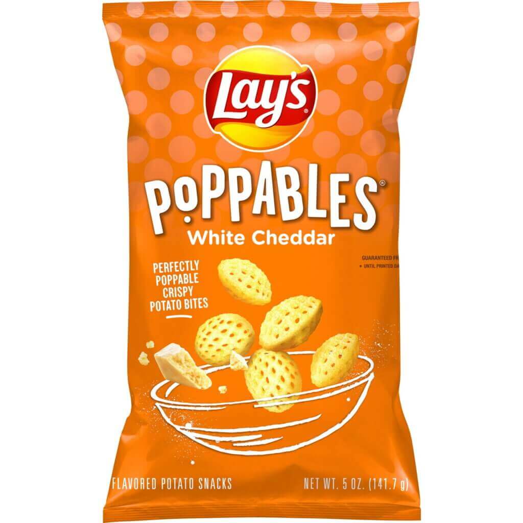Lay's Poppables White Cheddar Flavored Potato Snack Chips, 5 Oz Bag